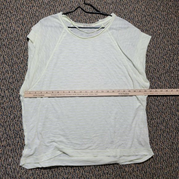 WE THE FREE Women's Lemon Lime Sheer Striped Short Sleeve Jewel Neck Top L - Picture 10 of 16
